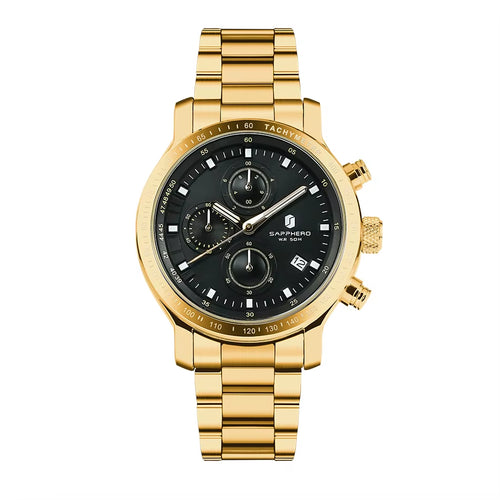 Luxury Men's Stainless Steel Gold Quartz Watches